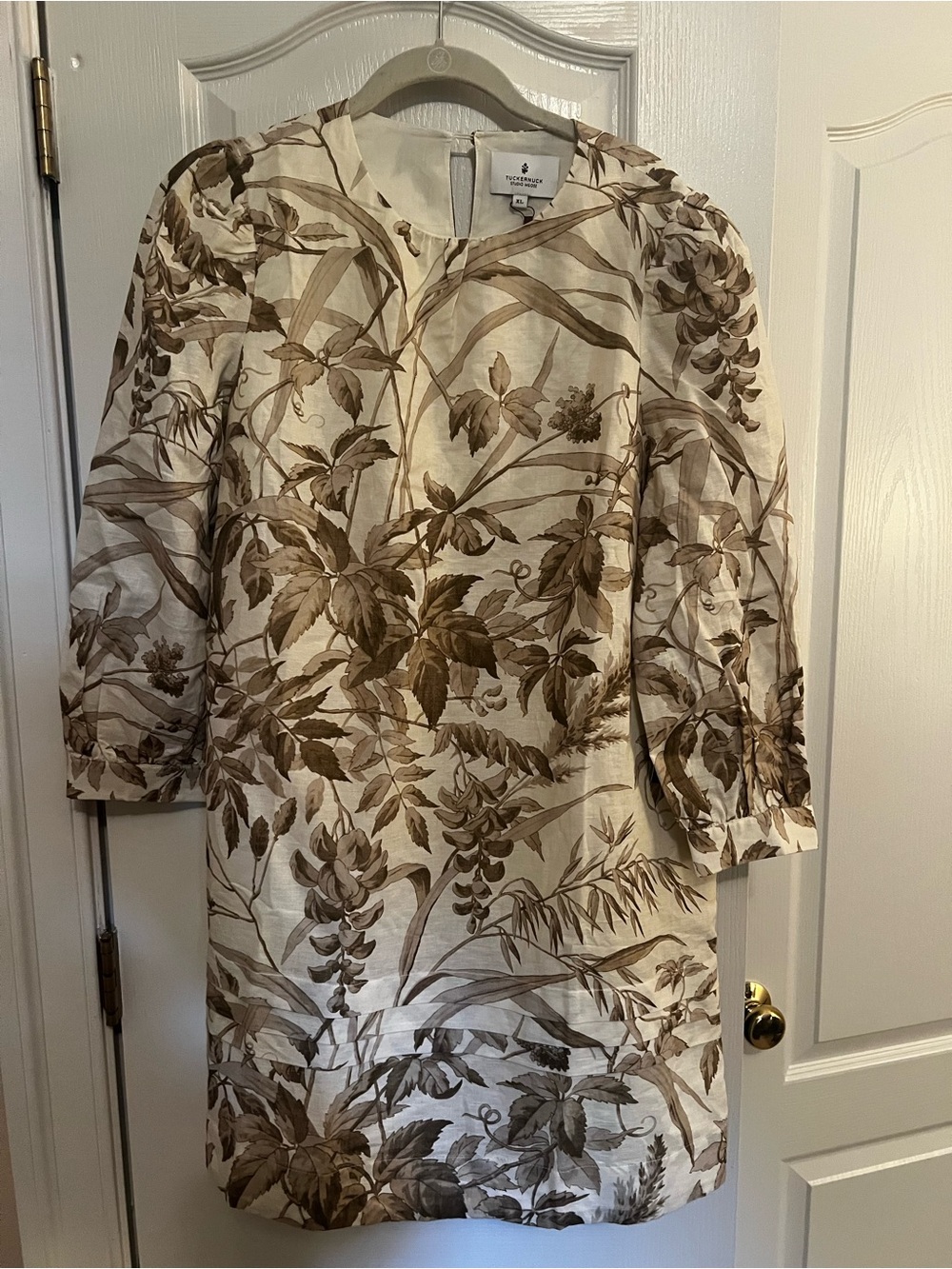 Tuckernuck Cream Botanical Linen Dress